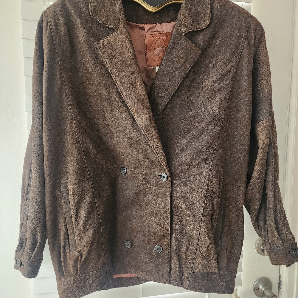 Vintage Golden Bear San Francisco Brown  Suede Leather Jacket Womens M